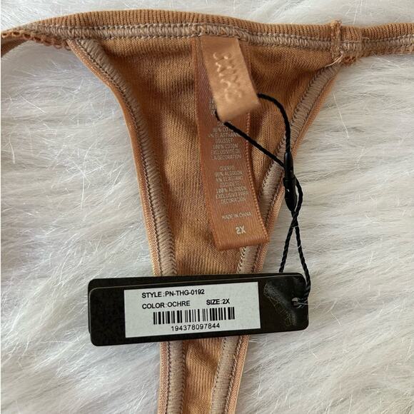 Skims Thong 2X Logo Pointelle Thong OCHRE Panty PN-THG-0192 NWT - Picture 3 of 5